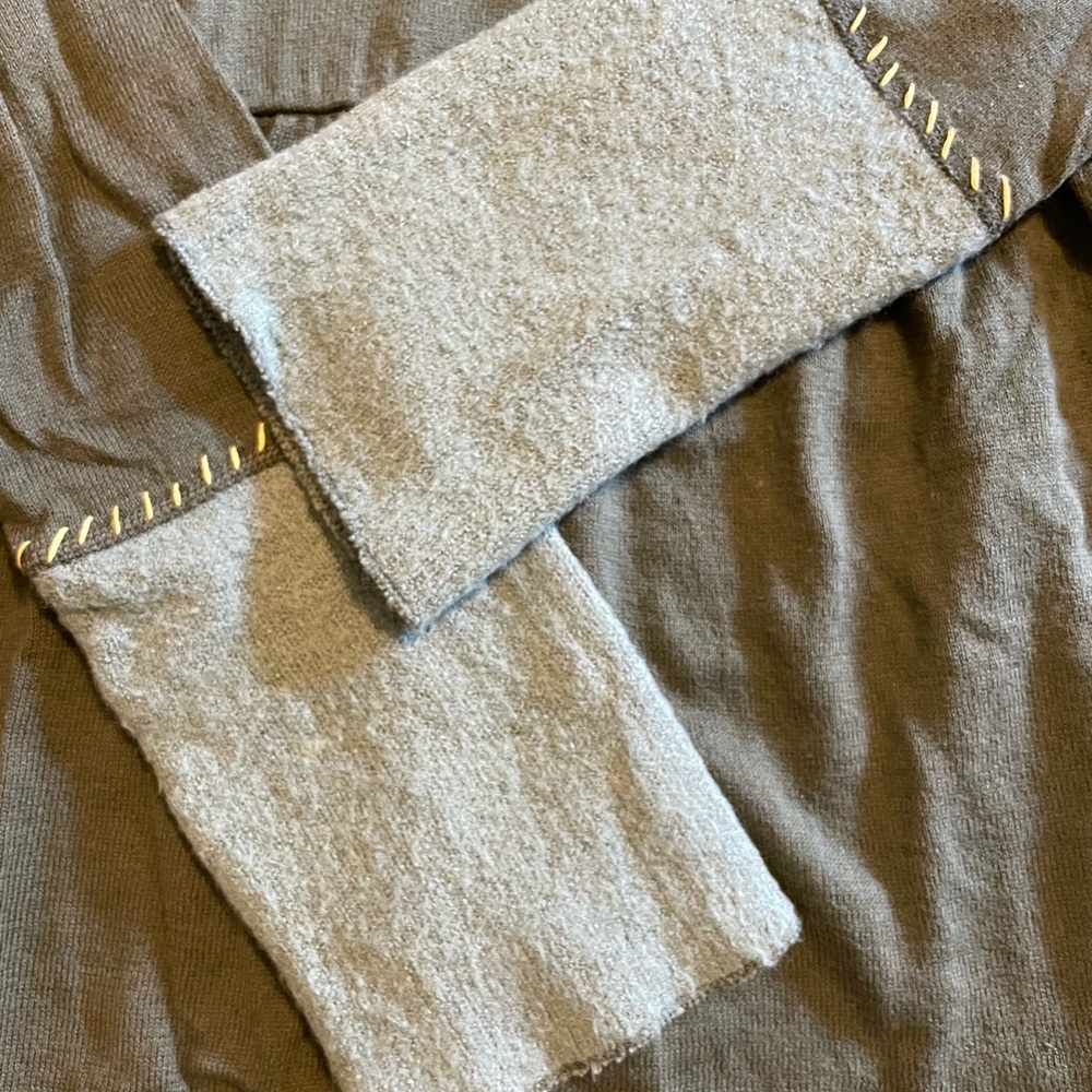 Free People Dusty Green and Teal Empire Waist Sweater Extra Long Sleeves Large - Picture 6 of 8